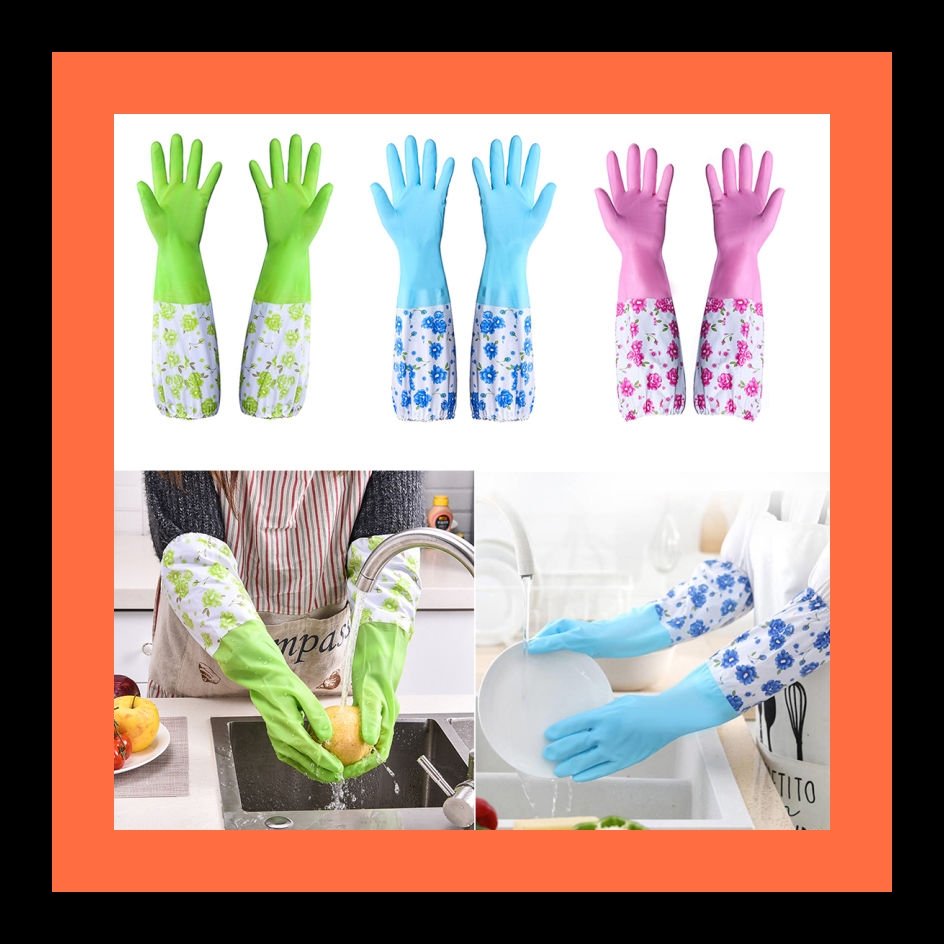 (১ জোড়া) Long Hand Gloves | Silicon